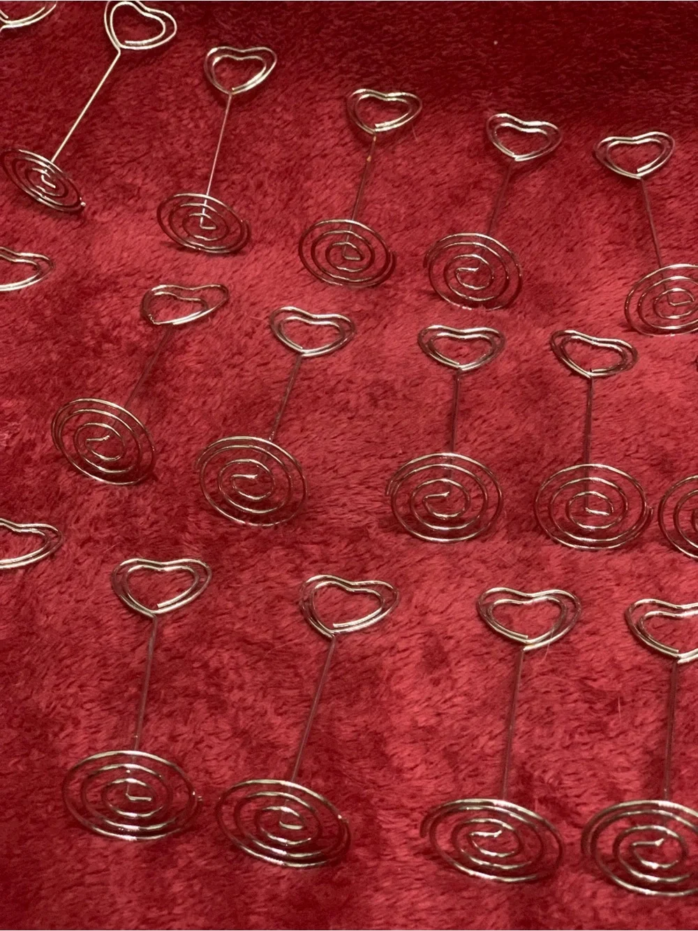 Set of Heart-Shaped Silver Place Card Holders